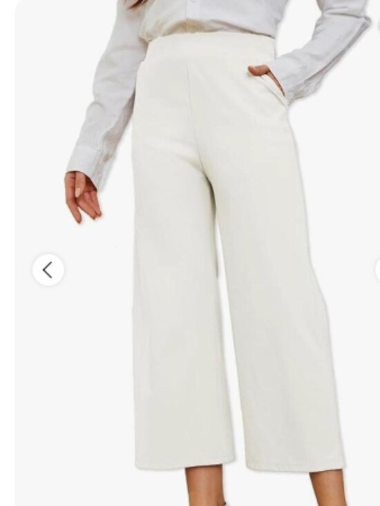Truth By Republic Pants - TRUTH BY REPUBLIC Ivory Casual Wide Leg Crop Pants